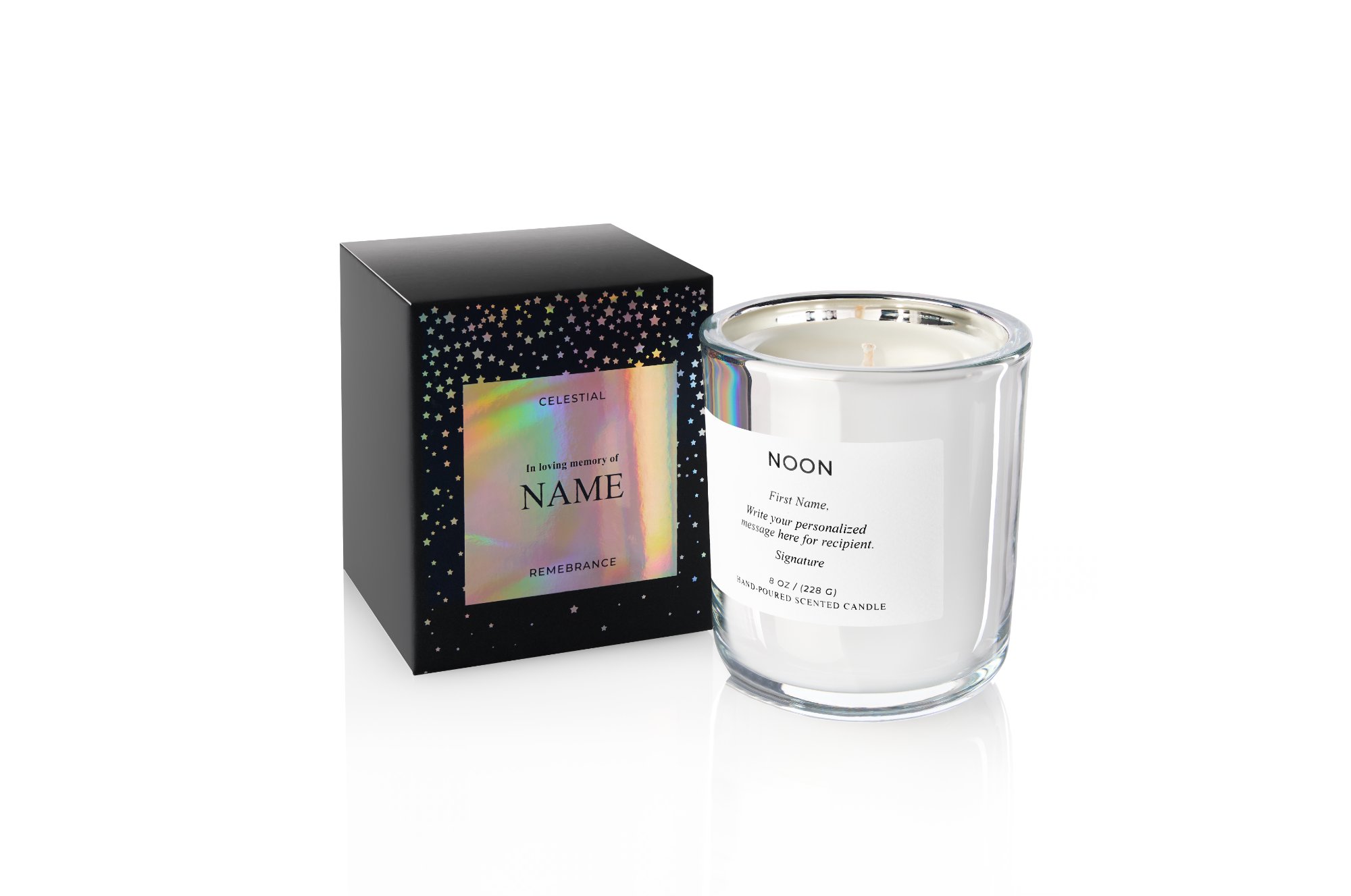 Personalized memorial candle and keepsake box