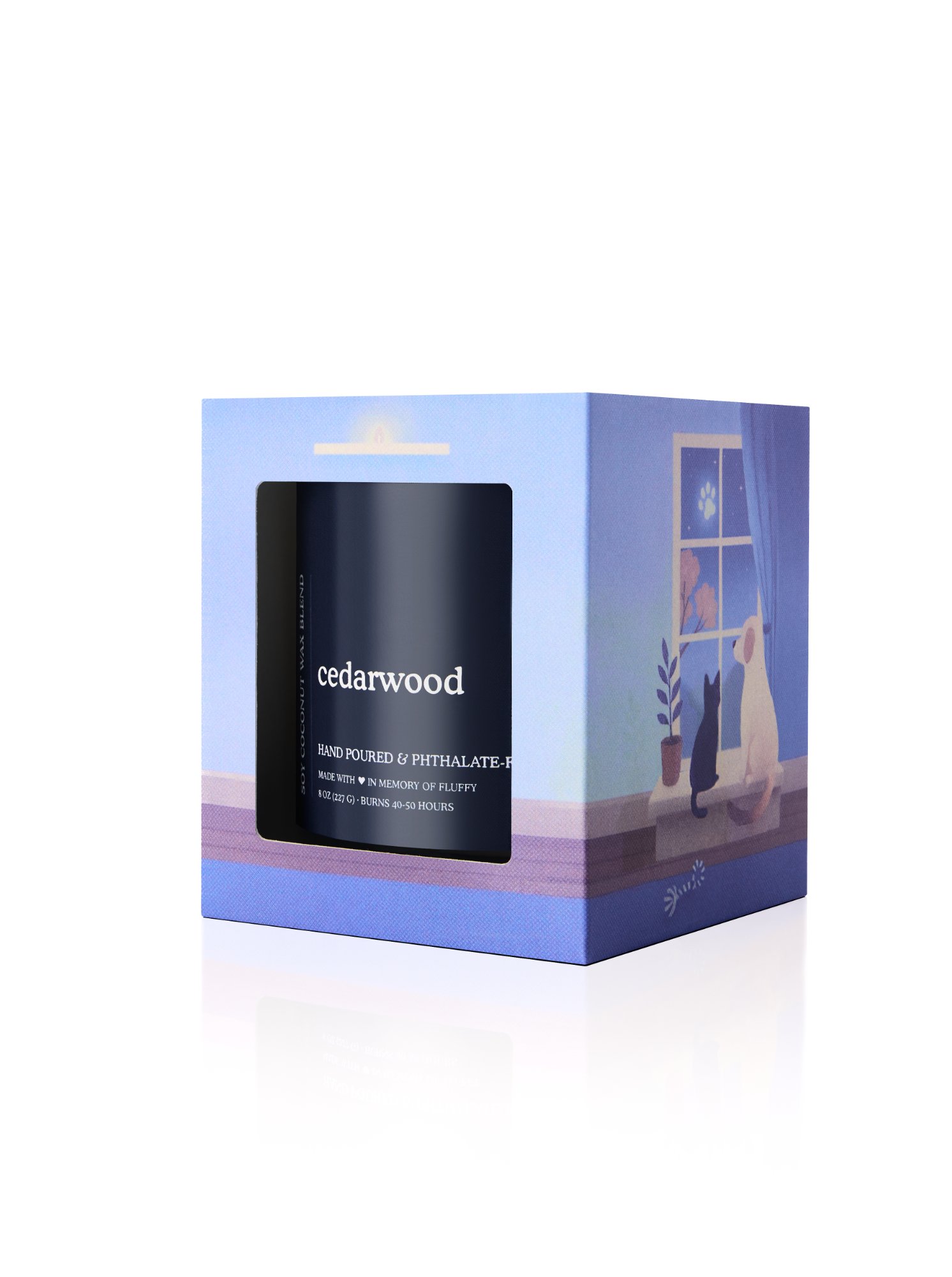 Keepsake box with window showing the candle inside